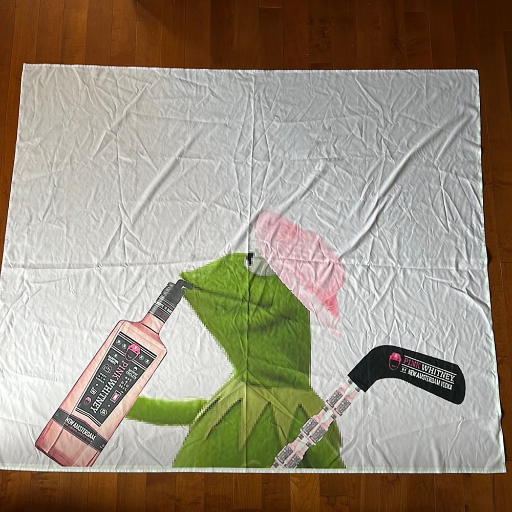 Kermit sipping pink whitney tapestry 50.5 x 60.5 in .
